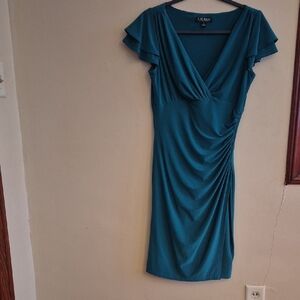 Lauren Ralph Lauren Green Draped Mini Dress